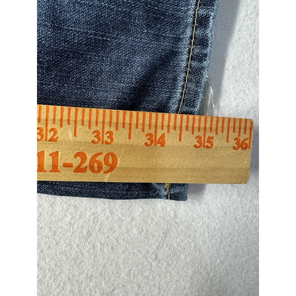 True Religion Ricky Relaxed Straight Jeans Mens 40*34 distressed whisker flap